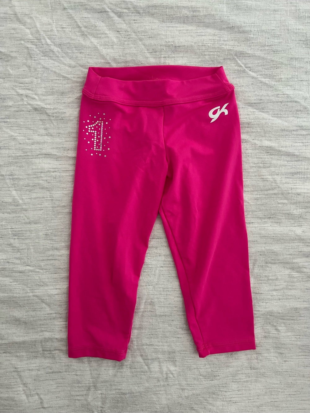 GK Girls' Bright Pink Capri Leggings with Rhinestone Detail